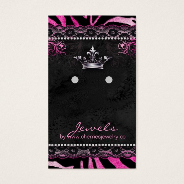 Earring Display Cards Cute Zebra Crown Jewellery (Front)