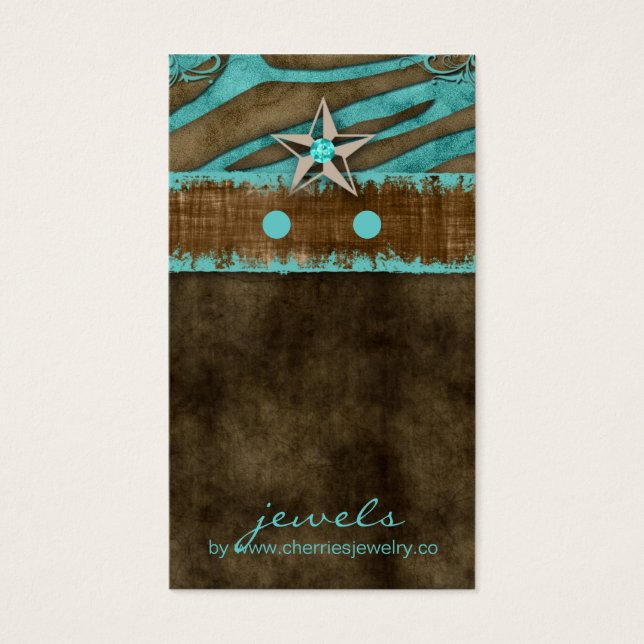 Earring Display Cards Cute Zebra Star Jewellery (Front)