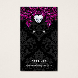 Earring Display Cards Vintage Damask Jewellery Bla