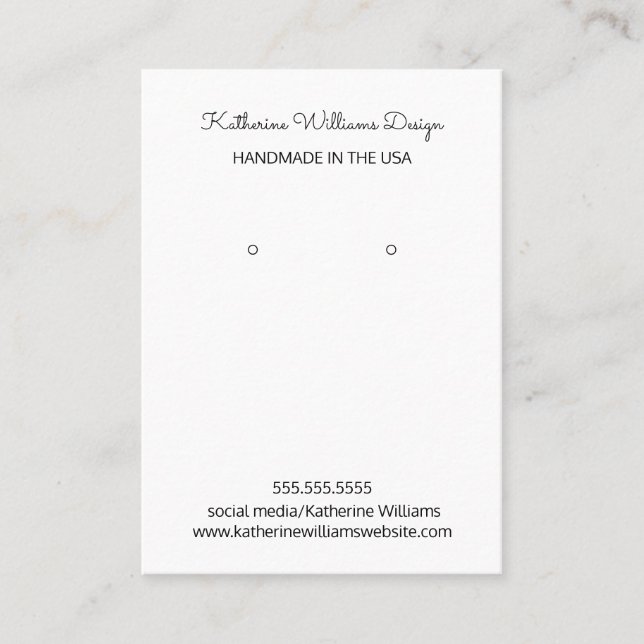 Earring Display  | Handmade in the USA Business Card (Front)