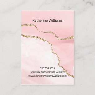 Earring Display  in Blush Pink Faux Gold Glitter Business Card