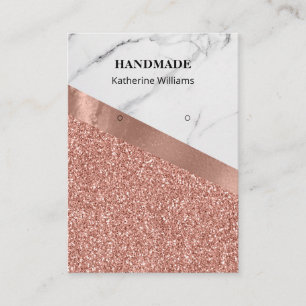 Earring Display Rose Gold Glitter   Marble Business Card