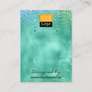 Earring Display Teal Faux Foil & Glitter Business Card