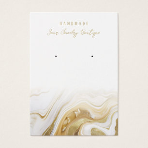 Earring Gold White Marble Agate Display Cards