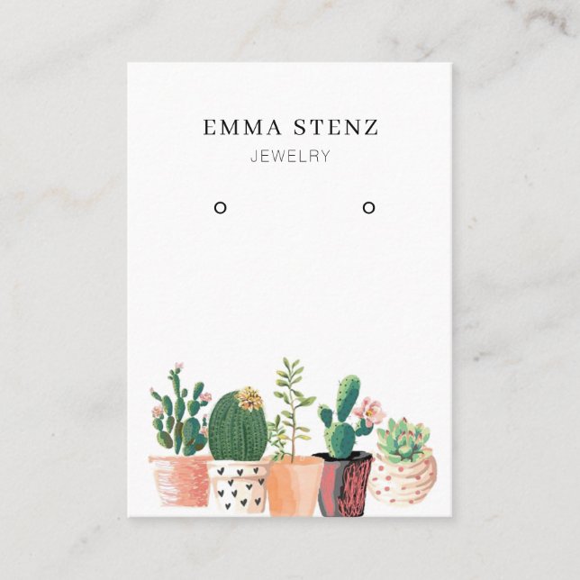 Earring Jewellery Display Card • Flowering Cactus (Front)