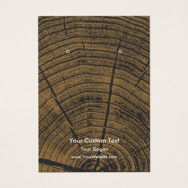 Earring Jewellery Display Card, Rustic Wood Ring (Front)