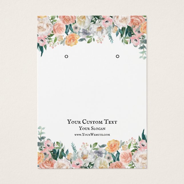 Earring Jewellery Display Card, Watercolor florals (Front)