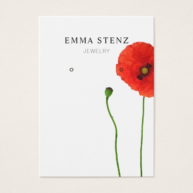Earring Jewellery Display Cards • Poppy Simplicity (Front)