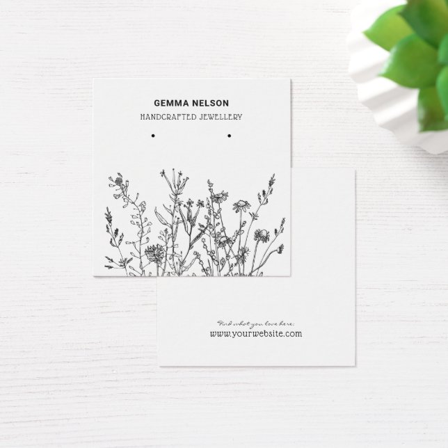 Earring Jewellery Square Display Card • Wildflower (Desk)