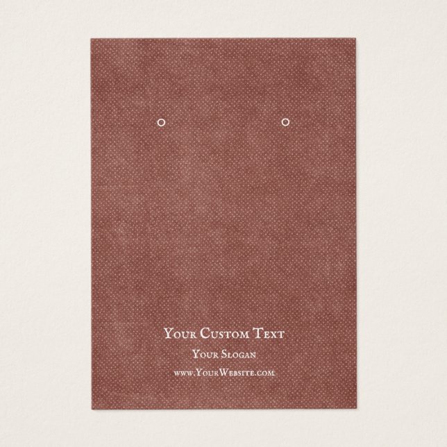 Earring Jewelry Display Card, Rustic Red Kraft (Front)