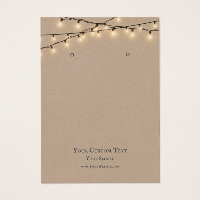 Earring Jewelry Display Card, Rustic String lights (Front)