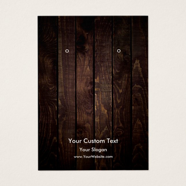 Earring Jewelry Display Card, Rustic Wood themed (Front)