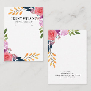 Earring Jewelry Display Holder • Watercolor Floral Business Card