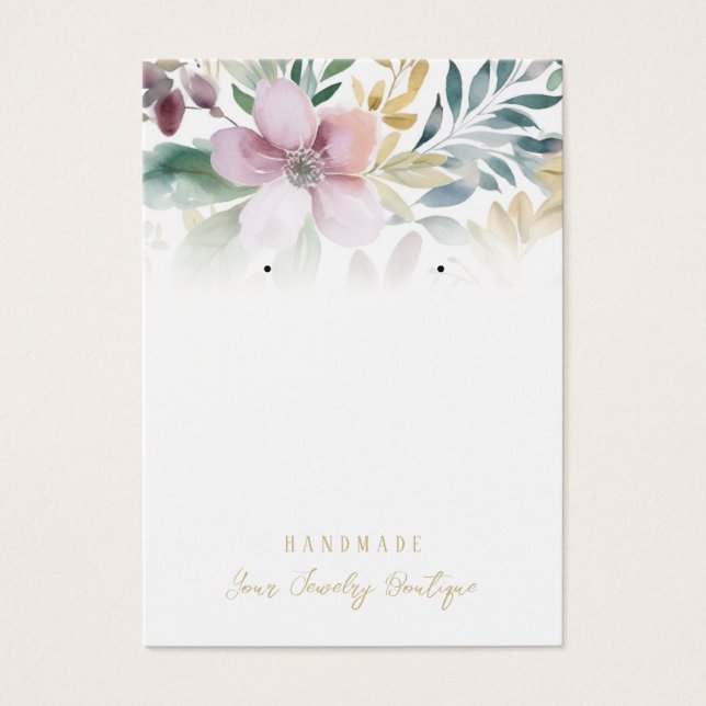 Earring Watercolor Flowers Jewellery Display Cards (Front)