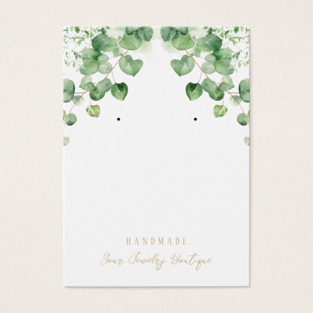 Earring Watercolor Greenery Jewellery Display Card (Front)