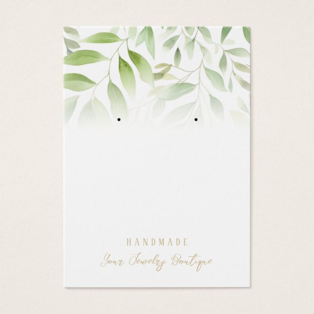Earring Watercolor Greenery Jewellery Display Card (Front)