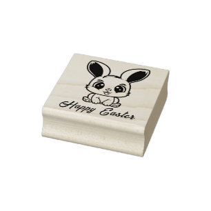 🐰 Ears & Embers – Custom Easter Wood Art Stam Rubber Stamp