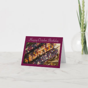 "EARS OF INDIAN CORN/HAPPY OCTOBER BIRTHDAY" CARD