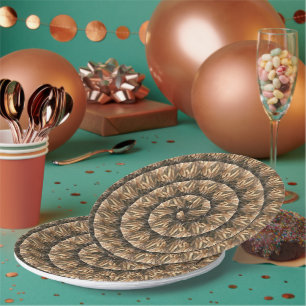 Ears Of Wheat In A Spiral Wheat Pattern, Paper Plate