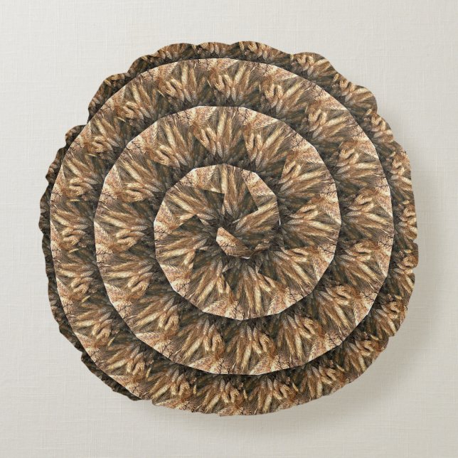 Ears Of Wheat In A Spiral Wheat Pattern, Round Cushion (Front)