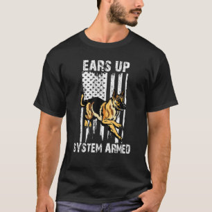 Ears Up System Armed German Shepherd Police Dog T-Shirt