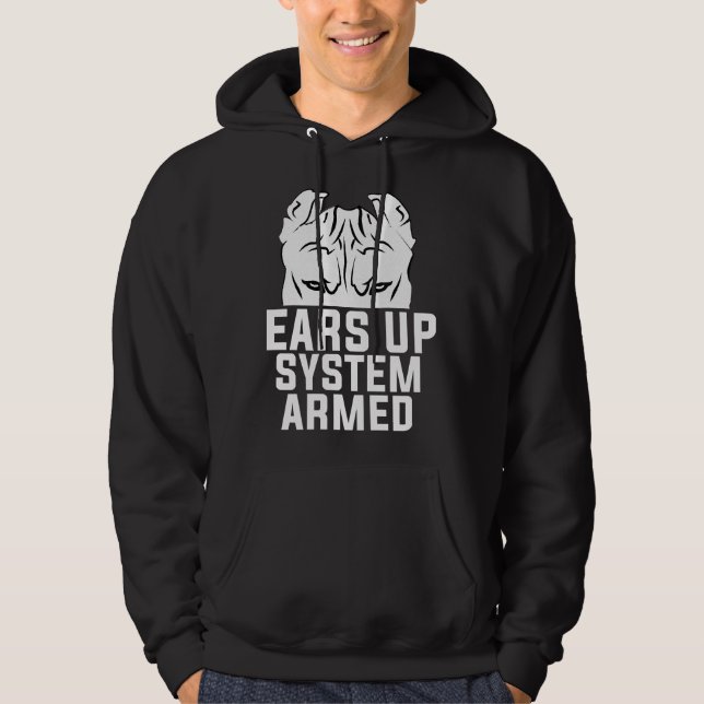 Ears Up System Armed Pitbull Dog Lover Hoodie (Front)