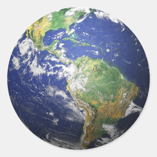 Earth - 3D Effect Classic Round Sticker (Front)