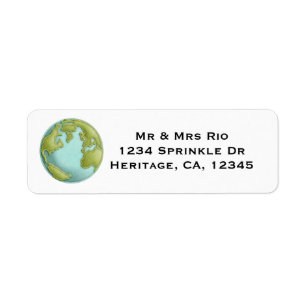 Earth 3D Stitched Pattern Address Label