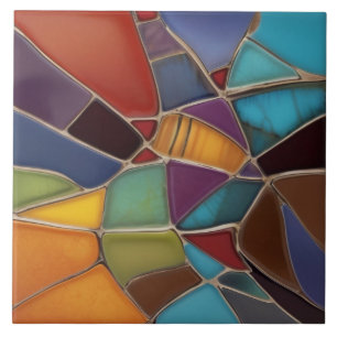 Earth Air Fire Faux Mosaic Shards Abstract Tile