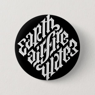 EARTH AIR FIRE & WATER 6 CM ROUND BADGE