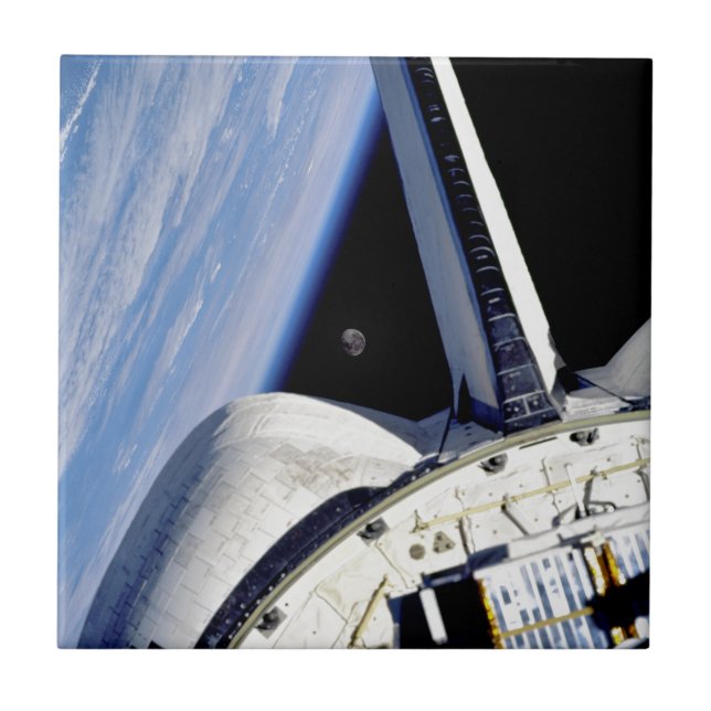 Earth and Moon from Space Shuttle Discovery Tile (Front)