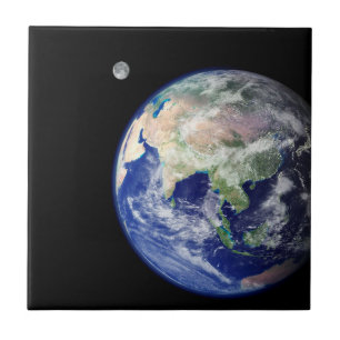 Earth and Moon from Space Tile