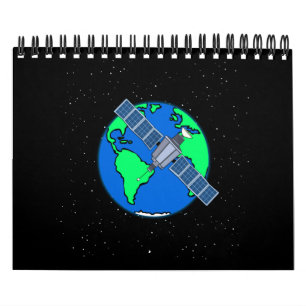 Earth and satellite in space calendar