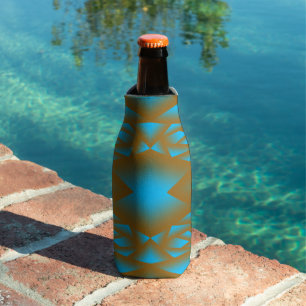 Earth And Sky Ombre Geometric Abstract Art Bottle Cooler