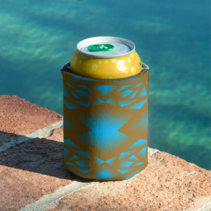 Earth And Sky Ombre Geometric Abstract Art Can Cooler