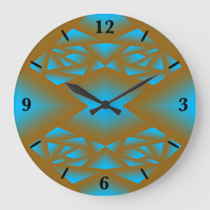 Earth And Sky Ombre Geometric Abstract Art  Large Clock