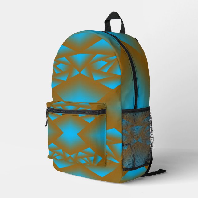 Earth And Sky Ombre Geometric Abstract Art Printed Backpack (Back Corner Right)