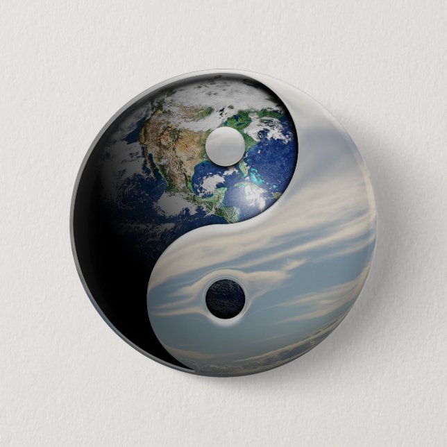 Earth and Sky Yin Yang 6 Cm Round Badge (Front)