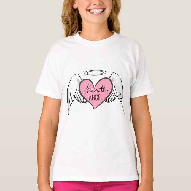 Earth Angel Girl’s Tee – Heart, Wings & Halo (Front)
