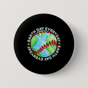 Earth Baseball Earth Day Sports Player Men Girls B 6 Cm Round Badge