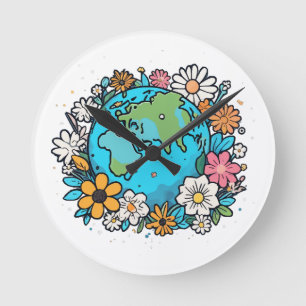 Earth Beauty Round Clock