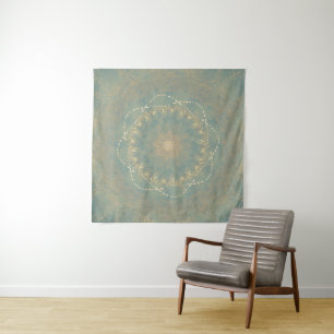 Earth Bloom Mandala – Textured Geometric Art Tapestry