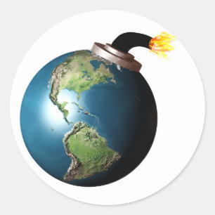 Earth bomb classic round sticker