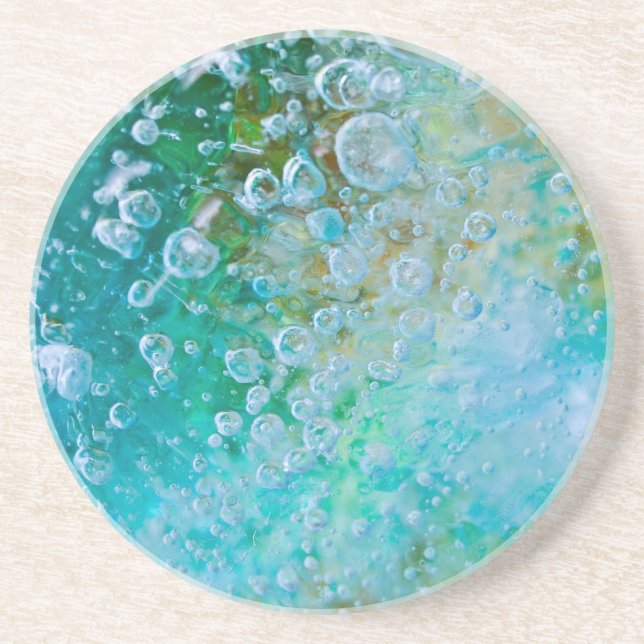 Earth Bubble - Blue Green Abstract Coaster (Front)