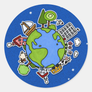 earth button classic round sticker