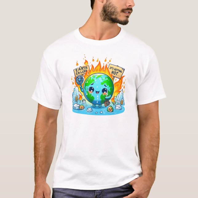 Earth Called – Climate Change Awareness Art T-Shirt (Front)