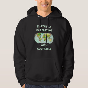 Earth Cat Playing With Ball Shape Australia Geogra Hoodie