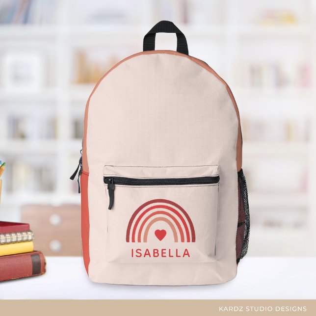 Earth Colour Rainbow Personalised Girls School Printed Backpack (Creator Uploaded)
