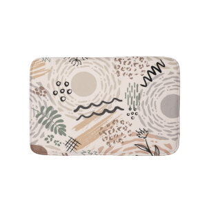 Earth colours with abstract shapes decoration bath mat