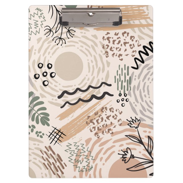 Earth colours with abstract shapes decoration clipboard (Front)